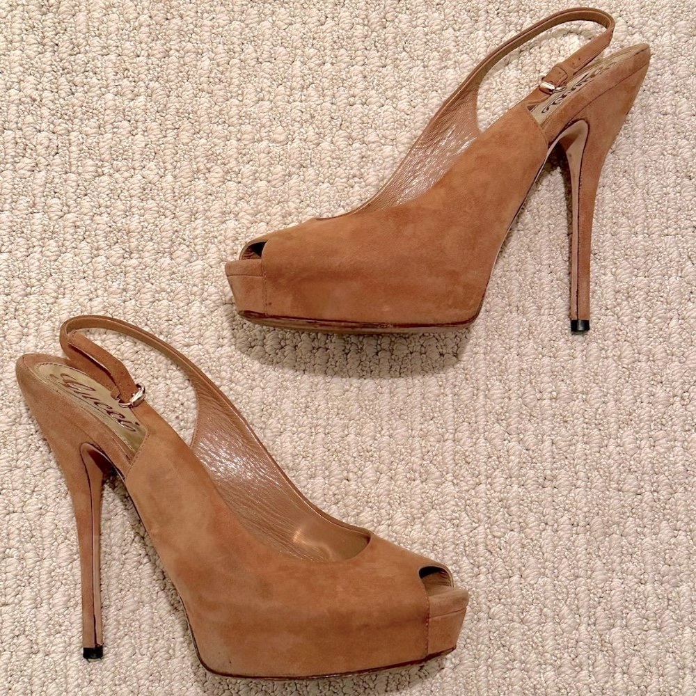 Sz 38 Gucci Camel Platform Heels